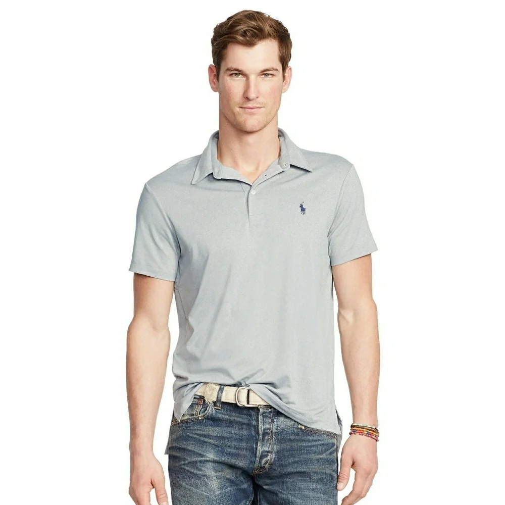 New! RALPH LAUREN Men's Performance Lisle Gray Polo Shirt Top Short Sleeve XL